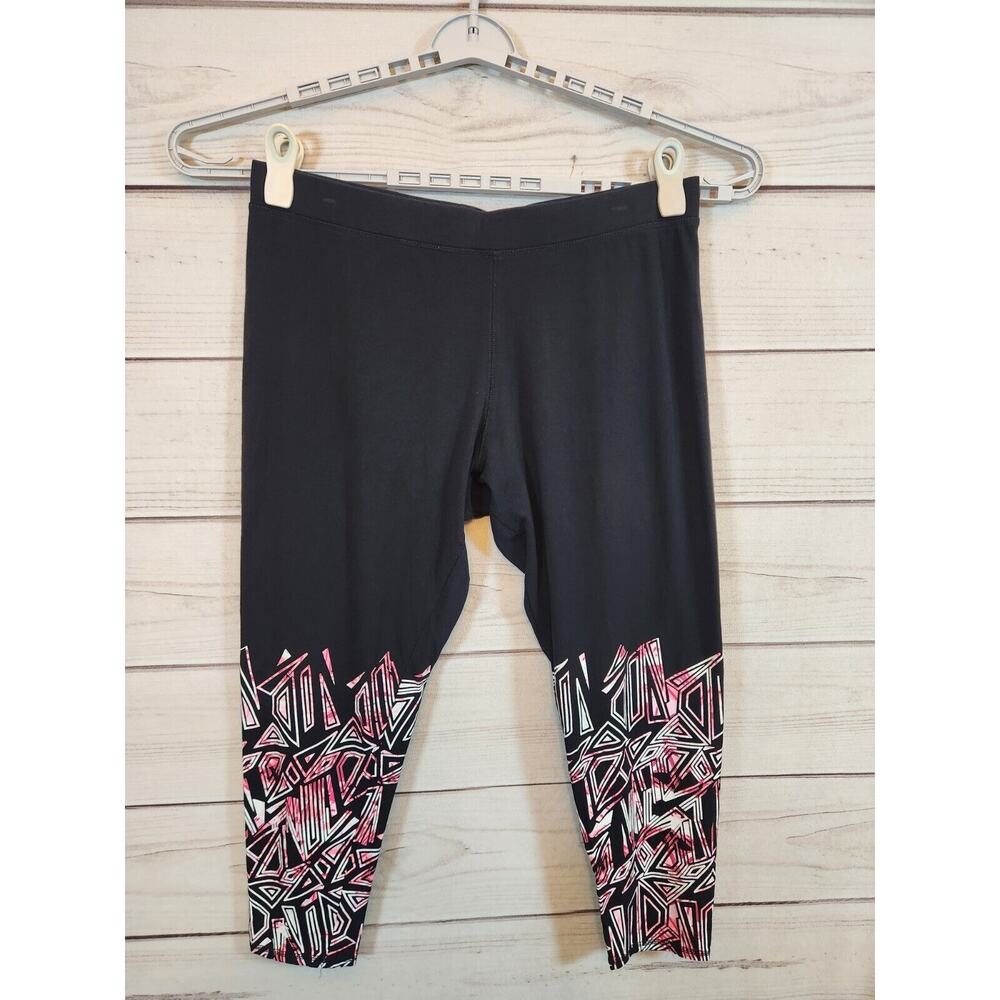 Everlast Women's Plus Black And Pink Geometric Printed Leggings Size 1X